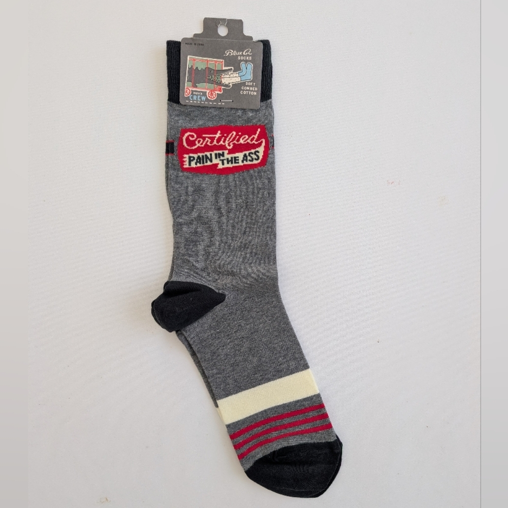 Blue Q Gray and Red Certified Socks